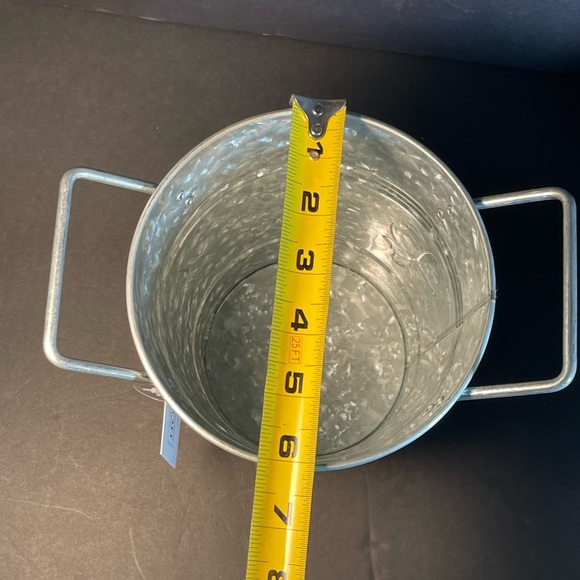 WH Walford Home Décor - Galvanized Metal Flower Pot Planters with Handles T56 - Picture 8 of 12